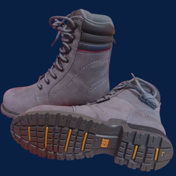 Caterpillar Womens Echo Steel Toe Work Boots Leather Upper Gray Sz 5,5 - Picture 10 of 16